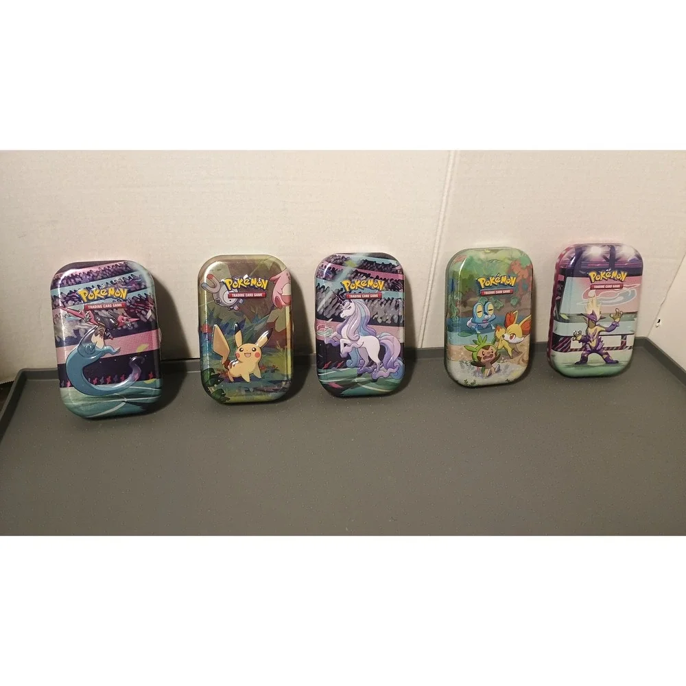 Pokemon Mini Tin Collection Multicolor Good 5 Tins Cards Coin Lot